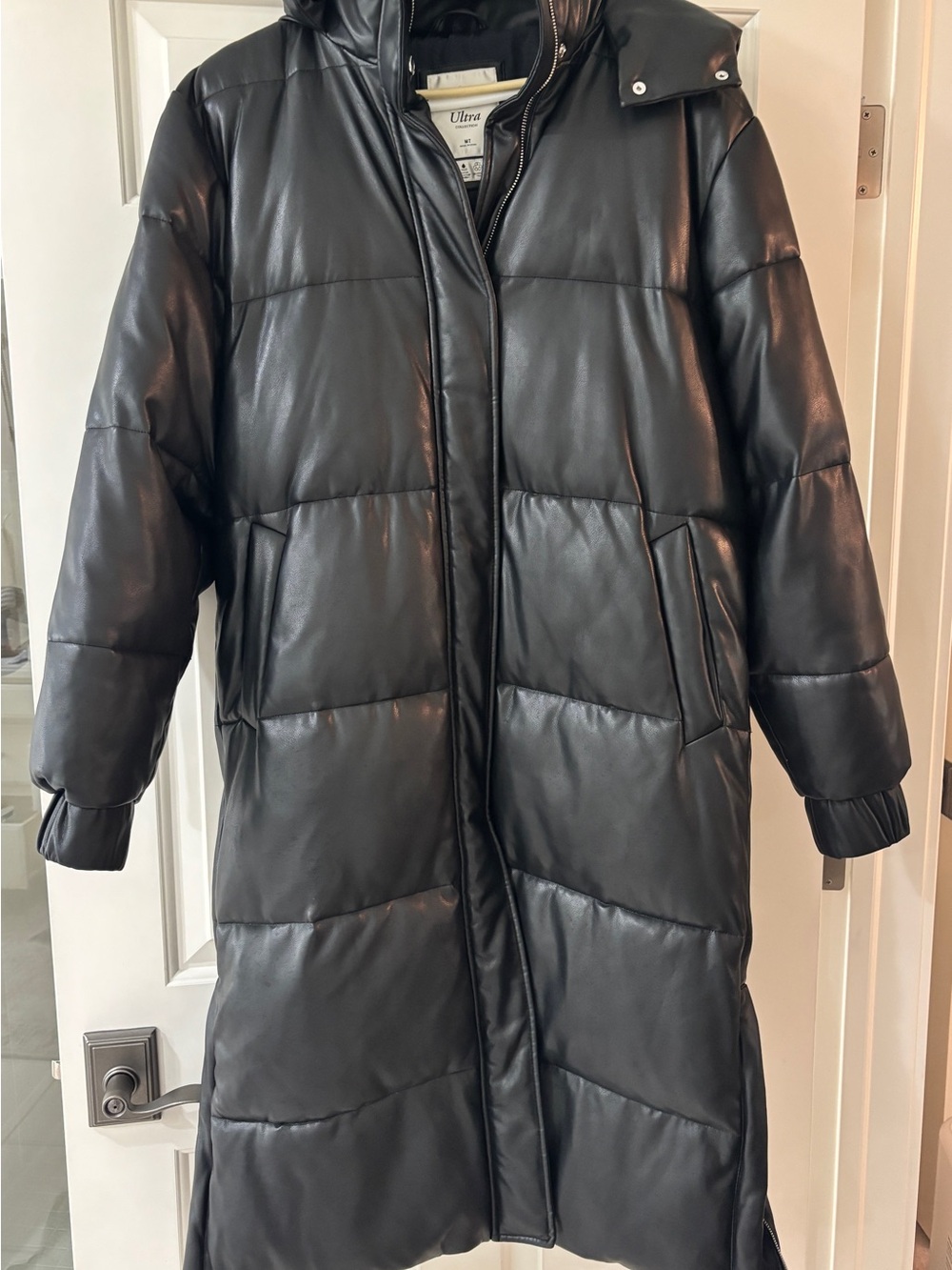 Abercrombie & Fitch Black Long Puffer Coat with Hood